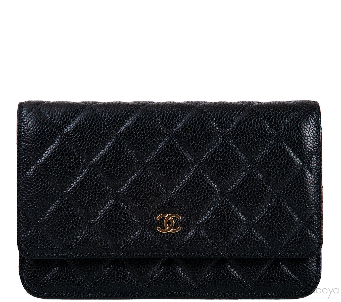 Black Quilted Caviar WOC Wallet on Chain