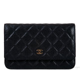 Black Quilted Caviar WOC Wallet on Chain