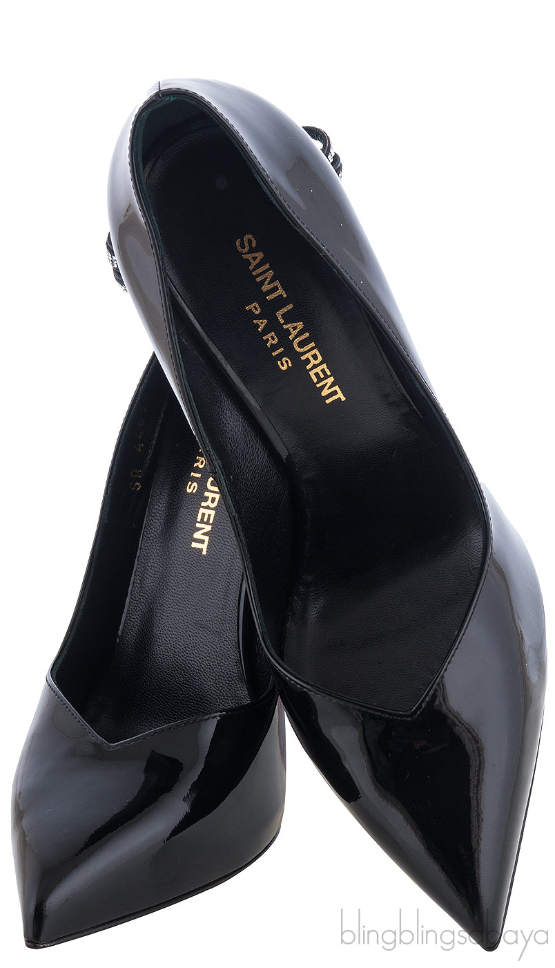 Bow Embellished Leather Pumps