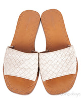 Bottega Veneta Off-white Leather Intrecciato Flat Slides