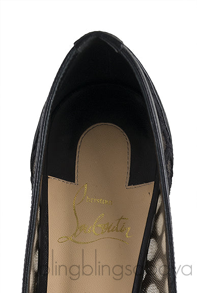 Black Cut-out Mesh Pointed Toe