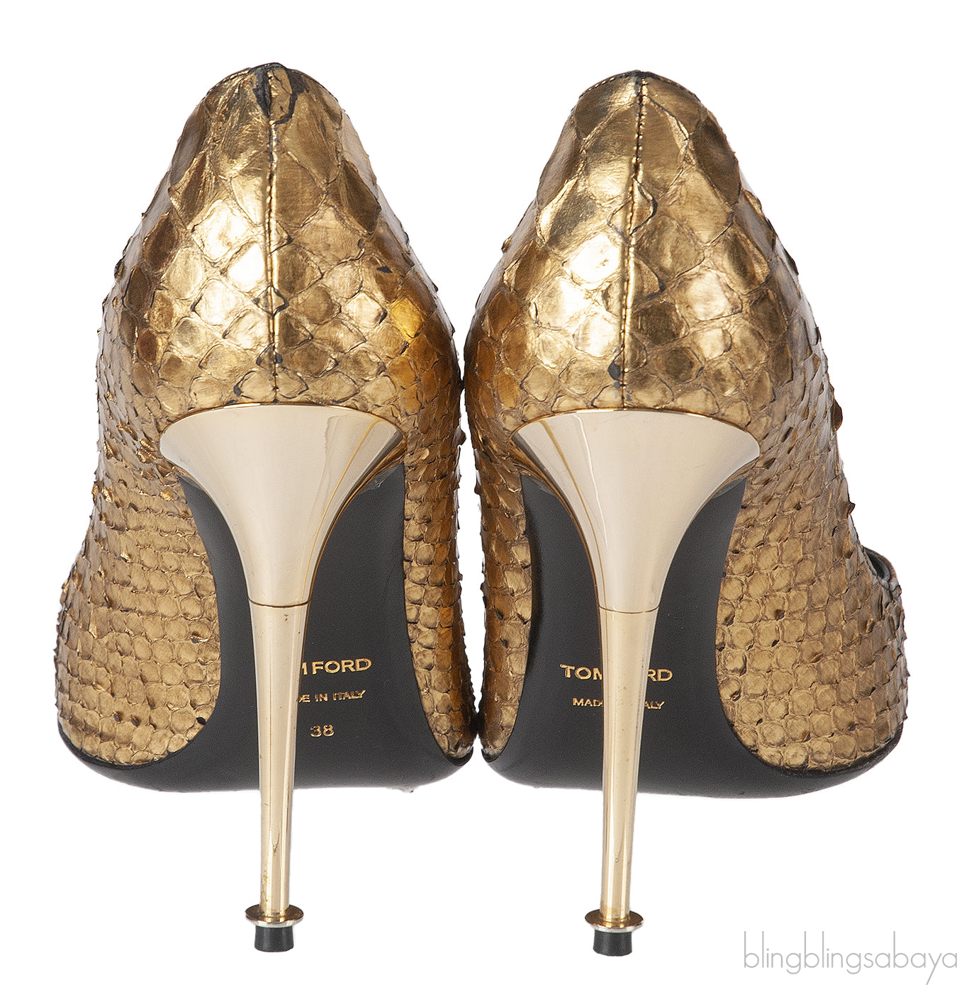 Tom Ford Python Gold Pointed Heels