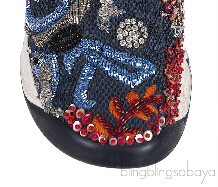 Dark Blue DIOR Bead Embellished Fusion Sneakers