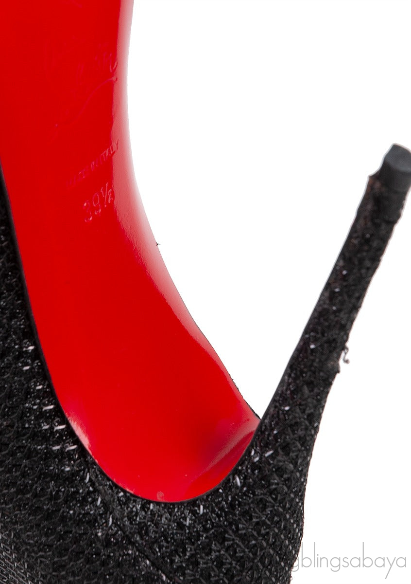 Christian Louboutin Metallic Black Fabric Heels