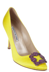 Manolo Blahnik Yellow Satin Hangisi Pump