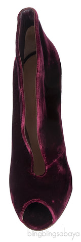 Gianvito Rossi Burgundy Velvet Ankle-Flare Boots