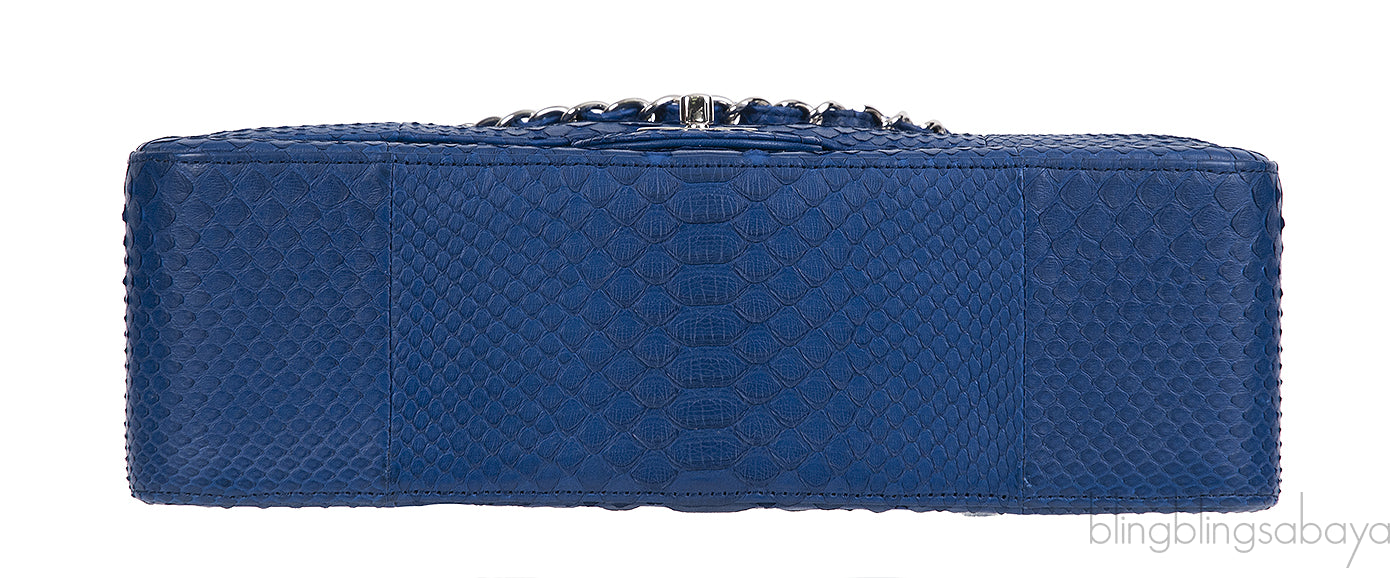 Chanel Classic Blue Python Jumbo Flap Bag