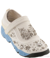 White Crystal Embellished Sneakers