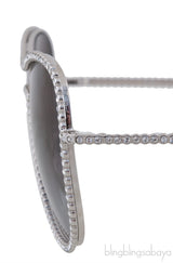 71108 Silver Crystal Aviator Sunglasses