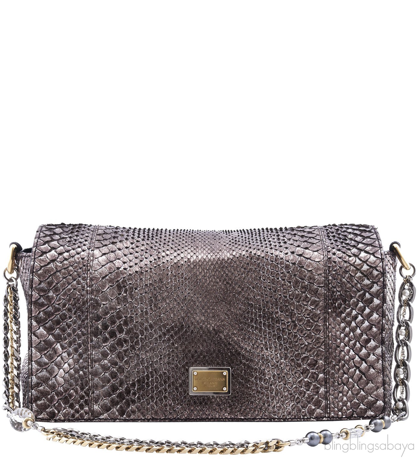 Metallic Bronze Python Shoulder Bag