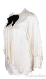 Ivory White Black Bow Shirt