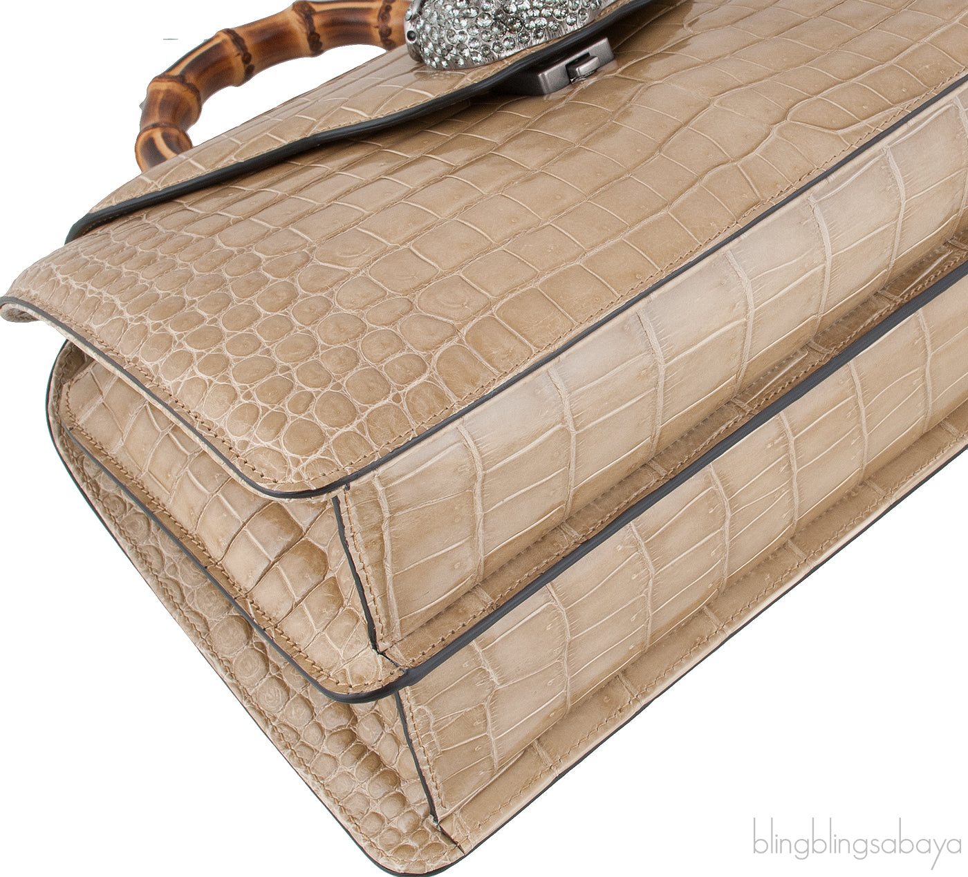 Thiara Bamboo Handle Crocodile Bag