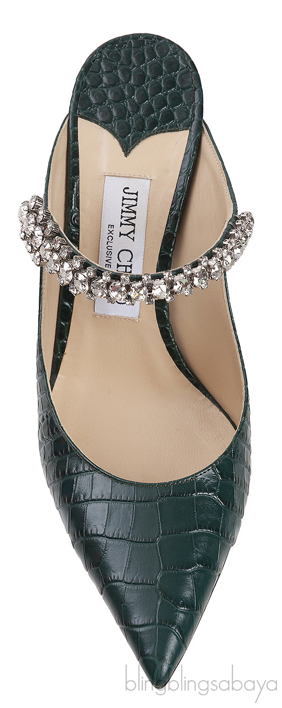 Jimmy Choo Croc-effect Bing 100 Crystal-Embellished Leather Mules