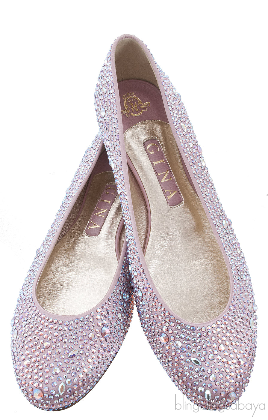 Gina Light Pink Crystal Ballet Shoes