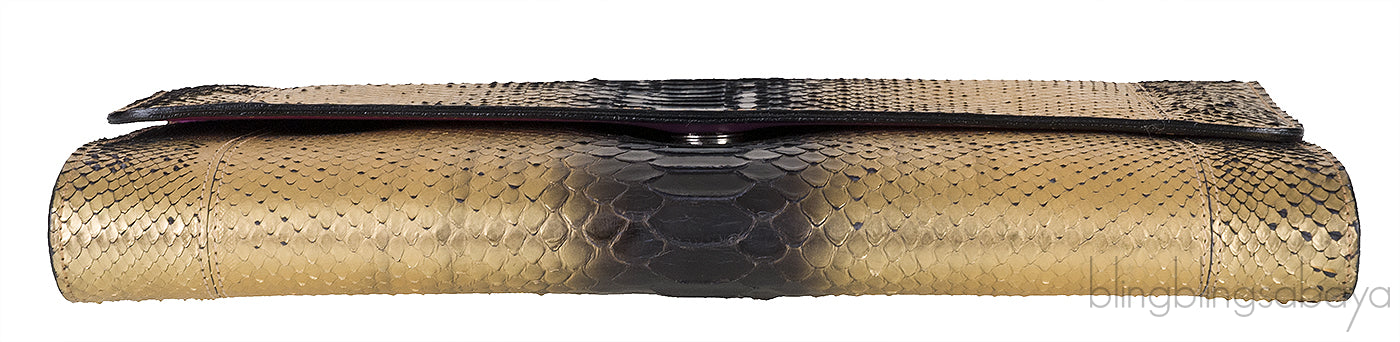 Gold & Black Python Clutch