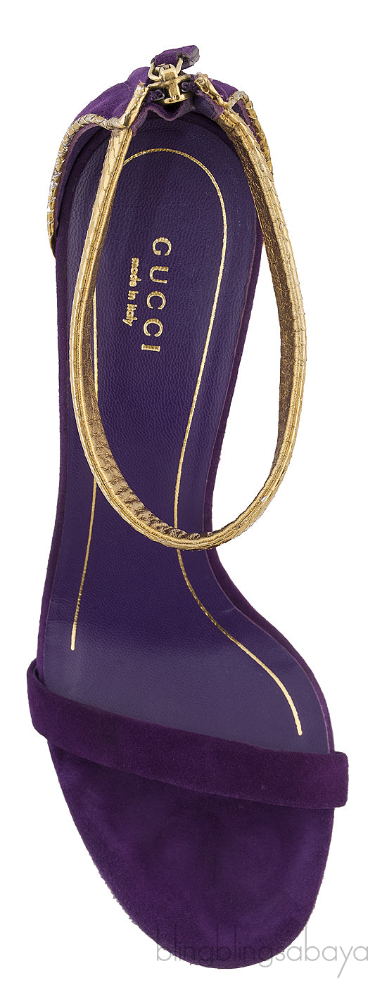 Purple Suede Gold Sandals