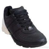 Bi-color White and Black Leather Men Sneakers