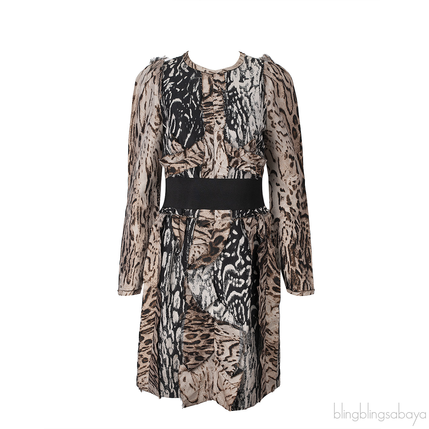 Lanvin Animal Print Long Sleeve Mini Dress
