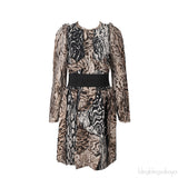 Lanvin Animal Print Long Sleeve Mini Dress