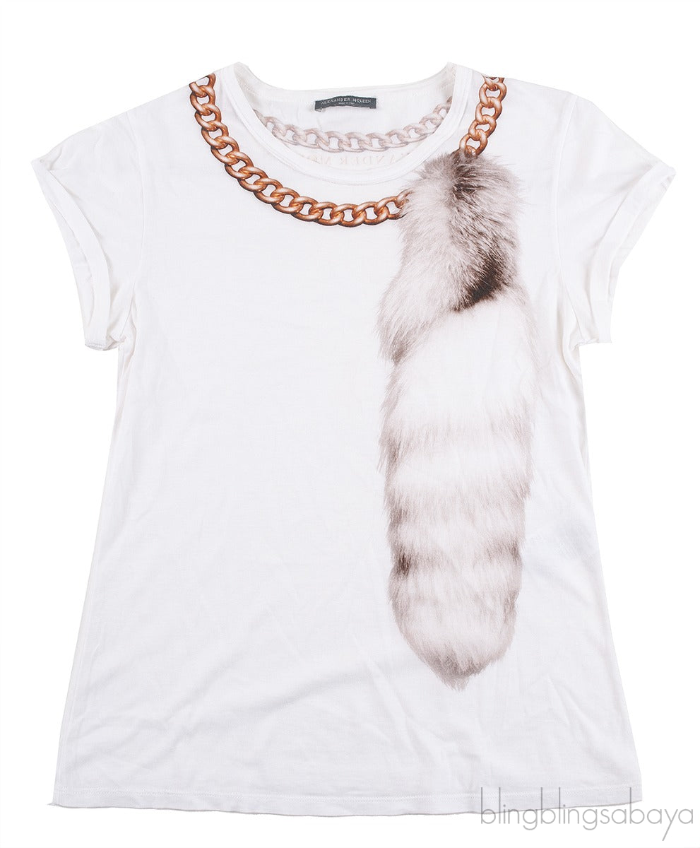 Chain & Charm Print White T-shirt