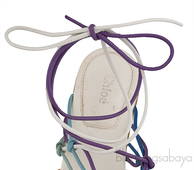Jamie Multicolor Knotted Ankle-wrap Sandals