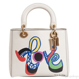 Off-White Lady Dior Calfskin Niki De Saint Phalle Love Medium Supple Bag