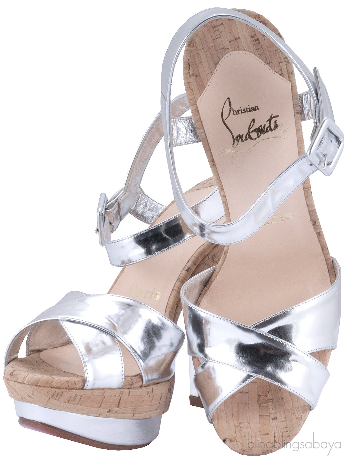 Lafalaise Silver Patent Cork Sandals