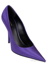 Purple Satin Pointed Toe Heels