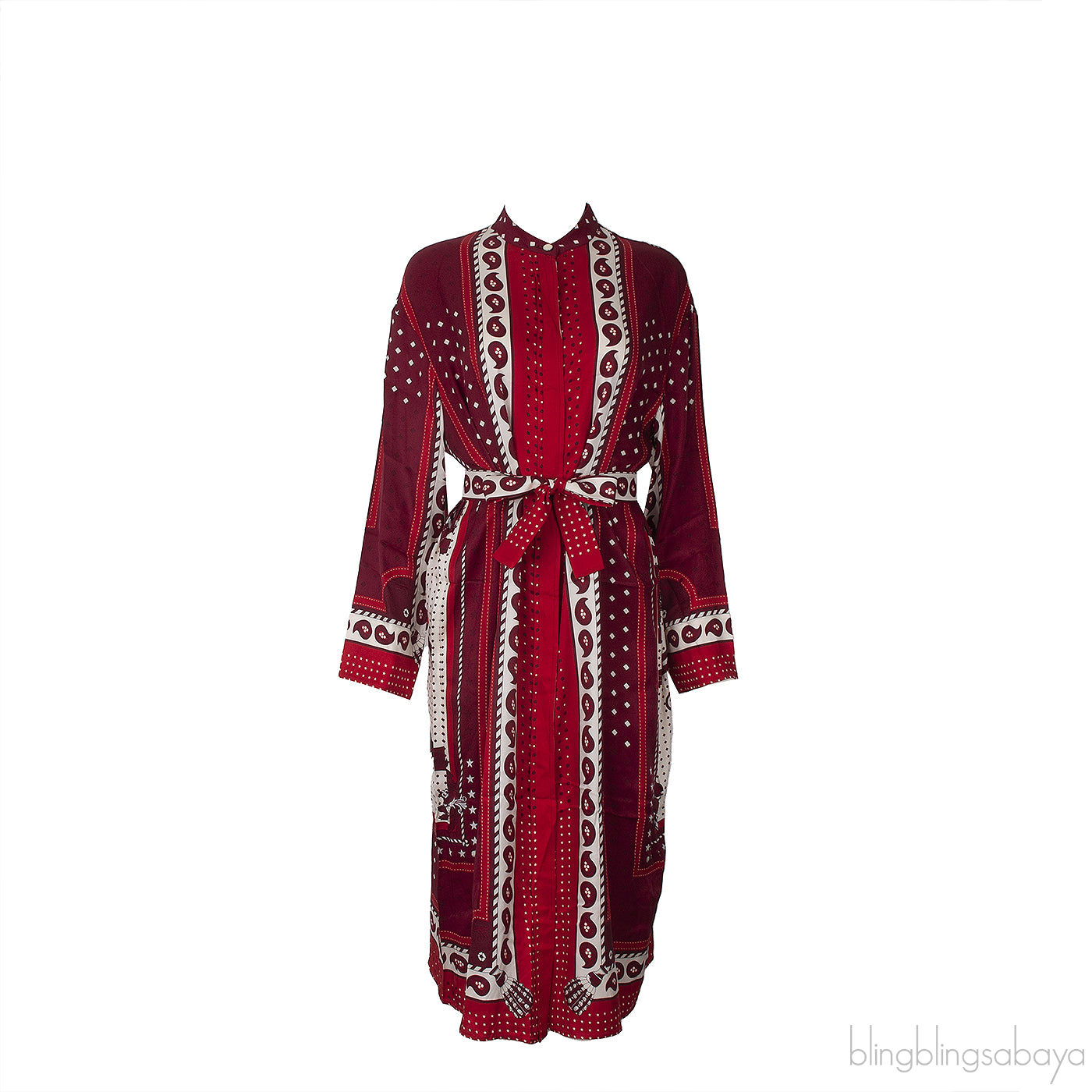 Red Printed Midi Kaftan Dress