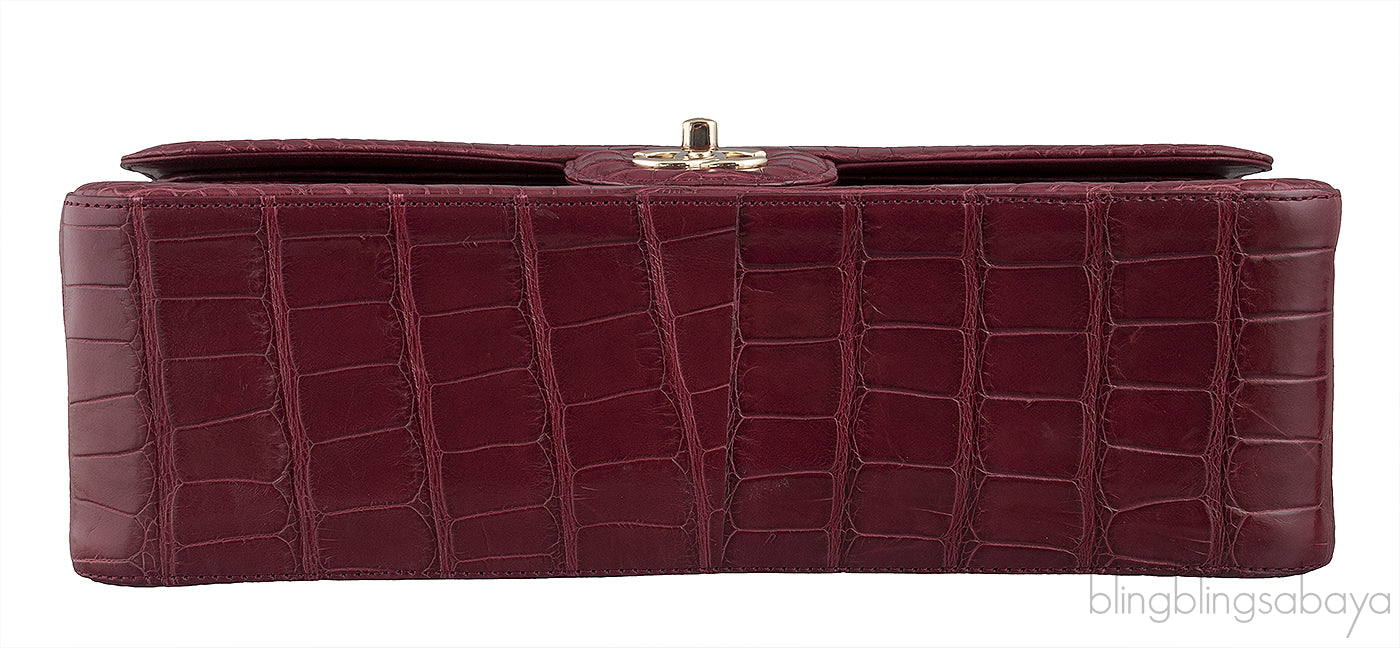 Classic Bordeaux Crocodile Jumbo Bag