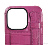 Card Holder Strap Iphone 15 Case Alligator Pink
