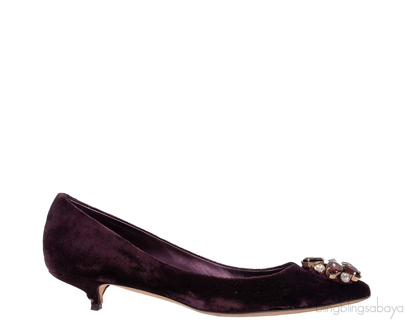 Dark Purple Velvet Mini Kitten Heels