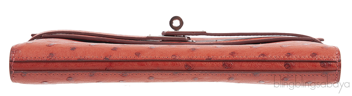 Hermes Kelly Wallet Brick Ostrich Wallet PHW
