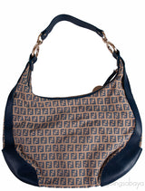 Fendi Blue FF Printed Canvas Hobo