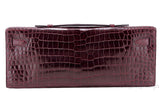 Kelly Cut Porosus Crocodile Bordeaux