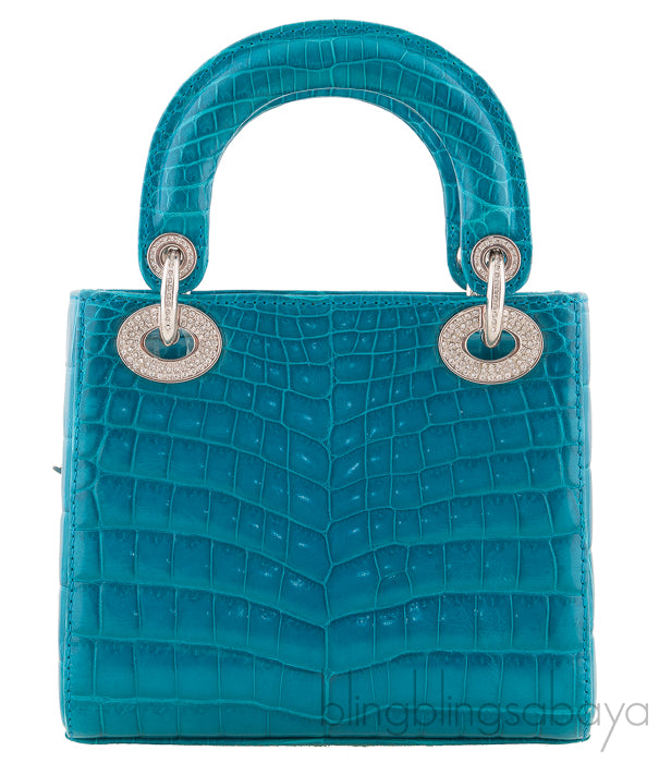 Lady Dior Mini Blue Green Crocodile