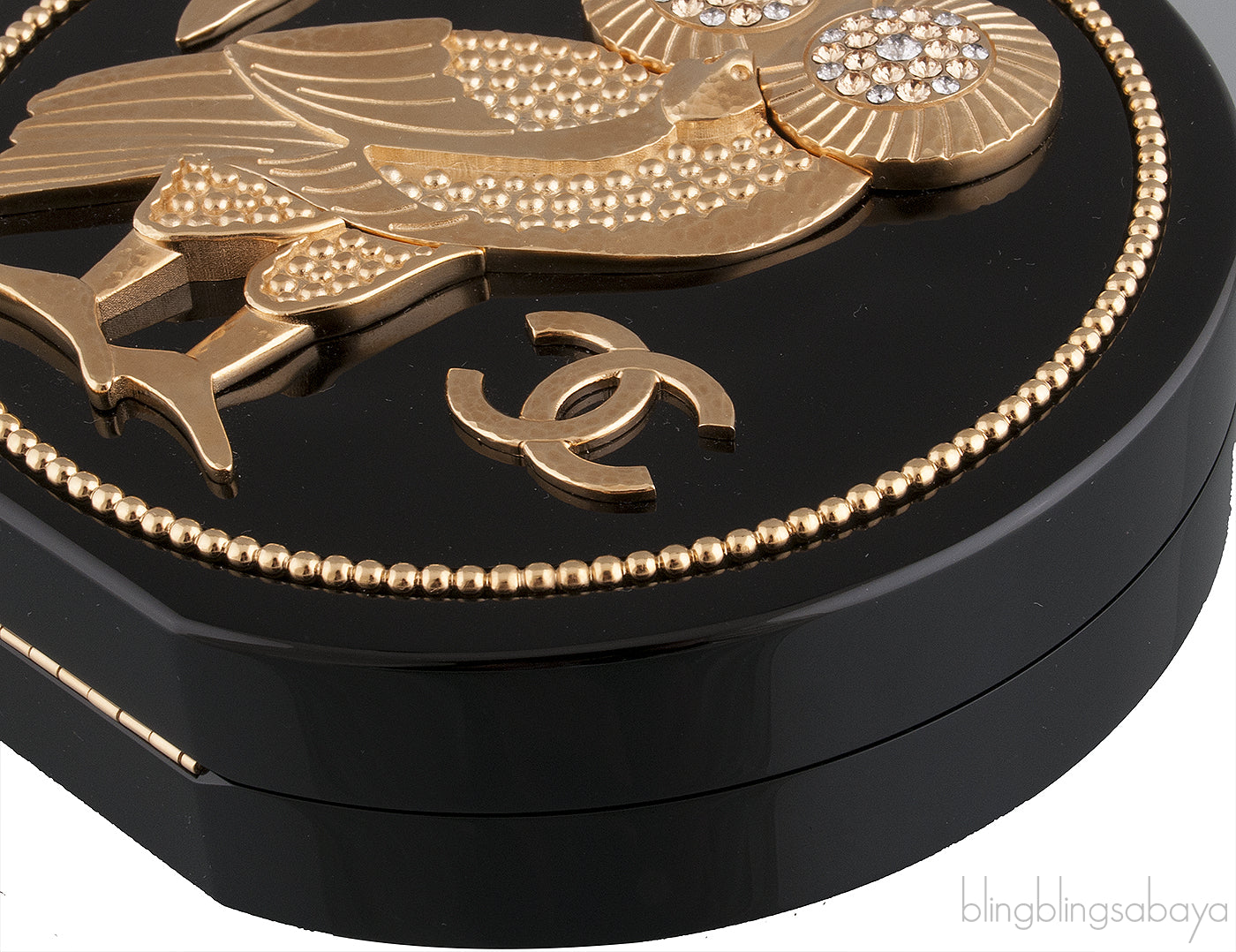 Black Owl Minaudiere Clutch Bag