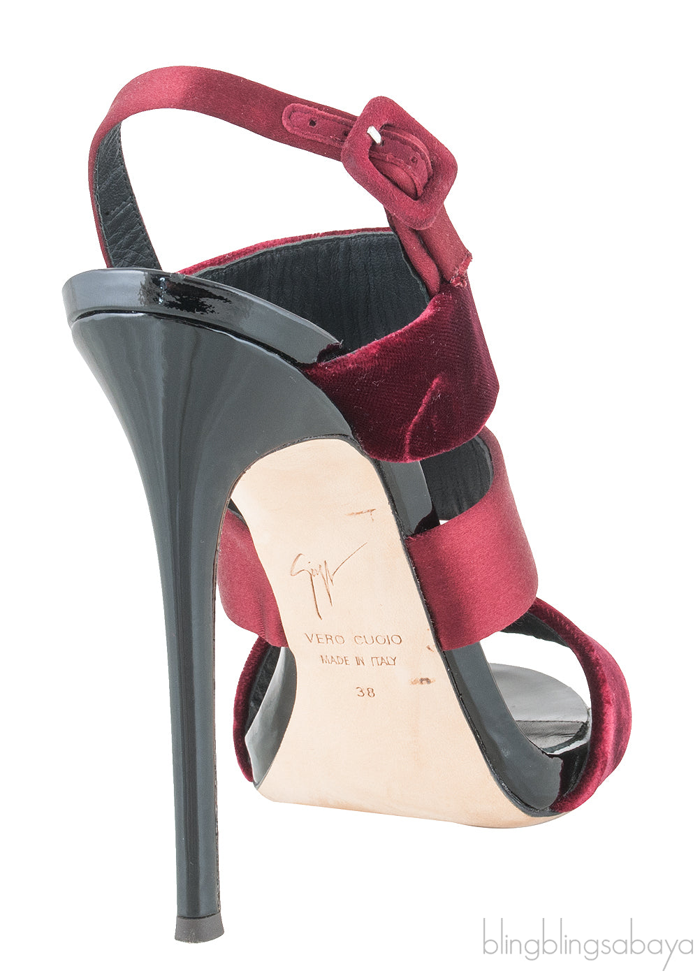 Burgundy Velvet Strappy Sandals