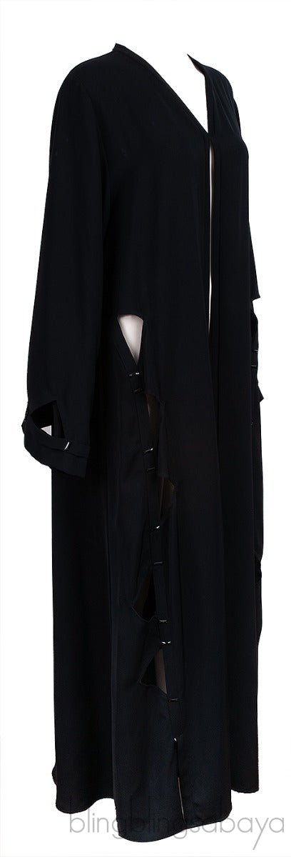 Black Beaded Cut-out Abaya