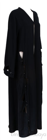Black Beaded Cut-out Abaya