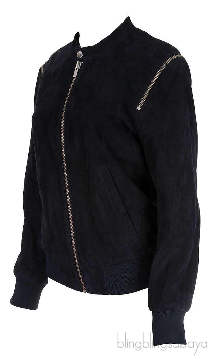 Black Suede Bomber Jacket