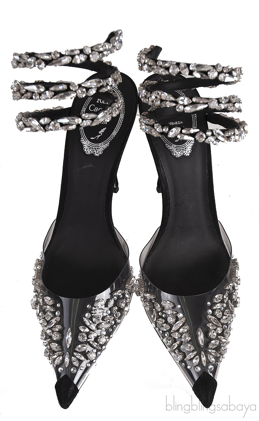 Pointed Toe PVC Swirl Sandals