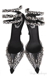 Pointed Toe PVC Swirl Sandals