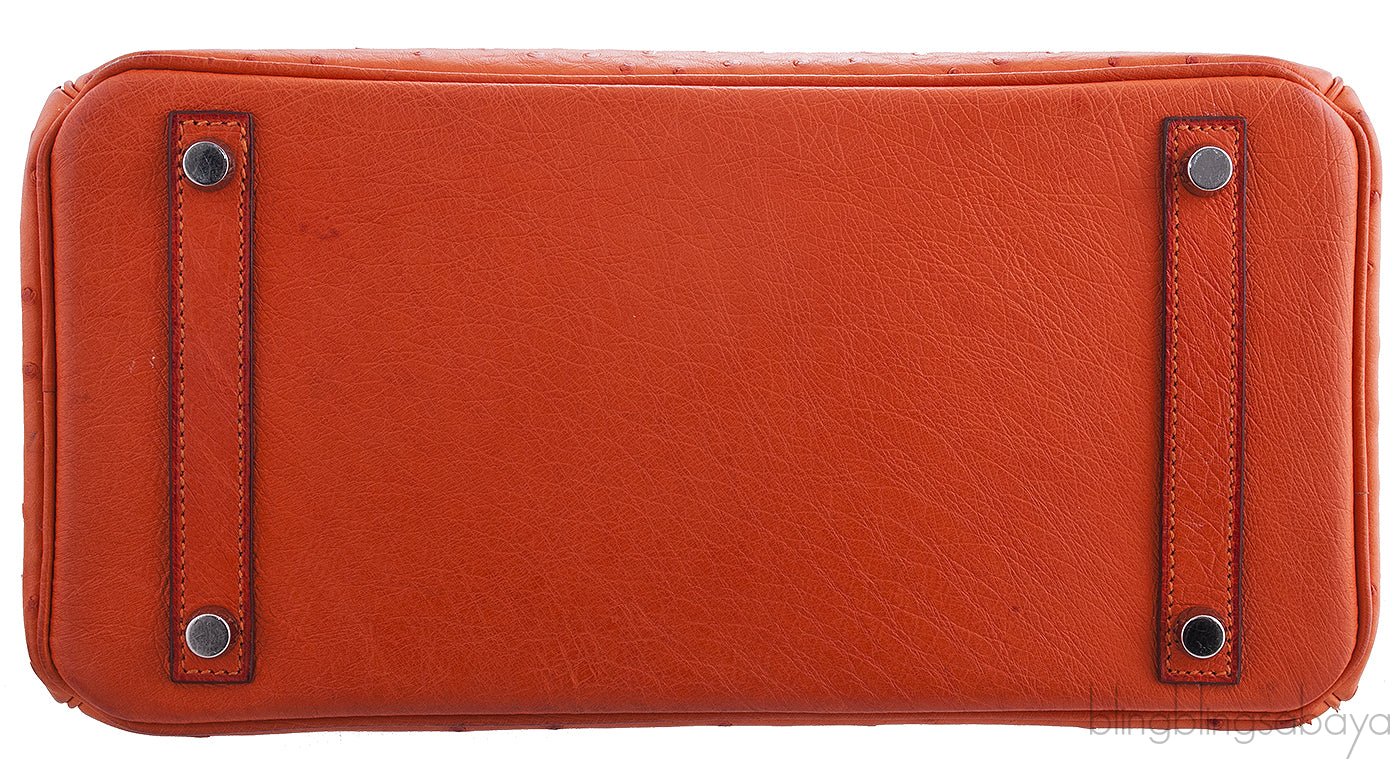 Birkin 30 Orange Ostrich PHW