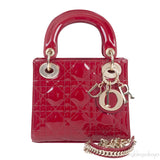 Christian Dior Lady Dior Mini Red Patent Quilted Leather GHW