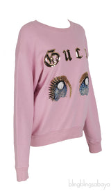 Guccy Pink Sequin Embellished Sweatshirt
