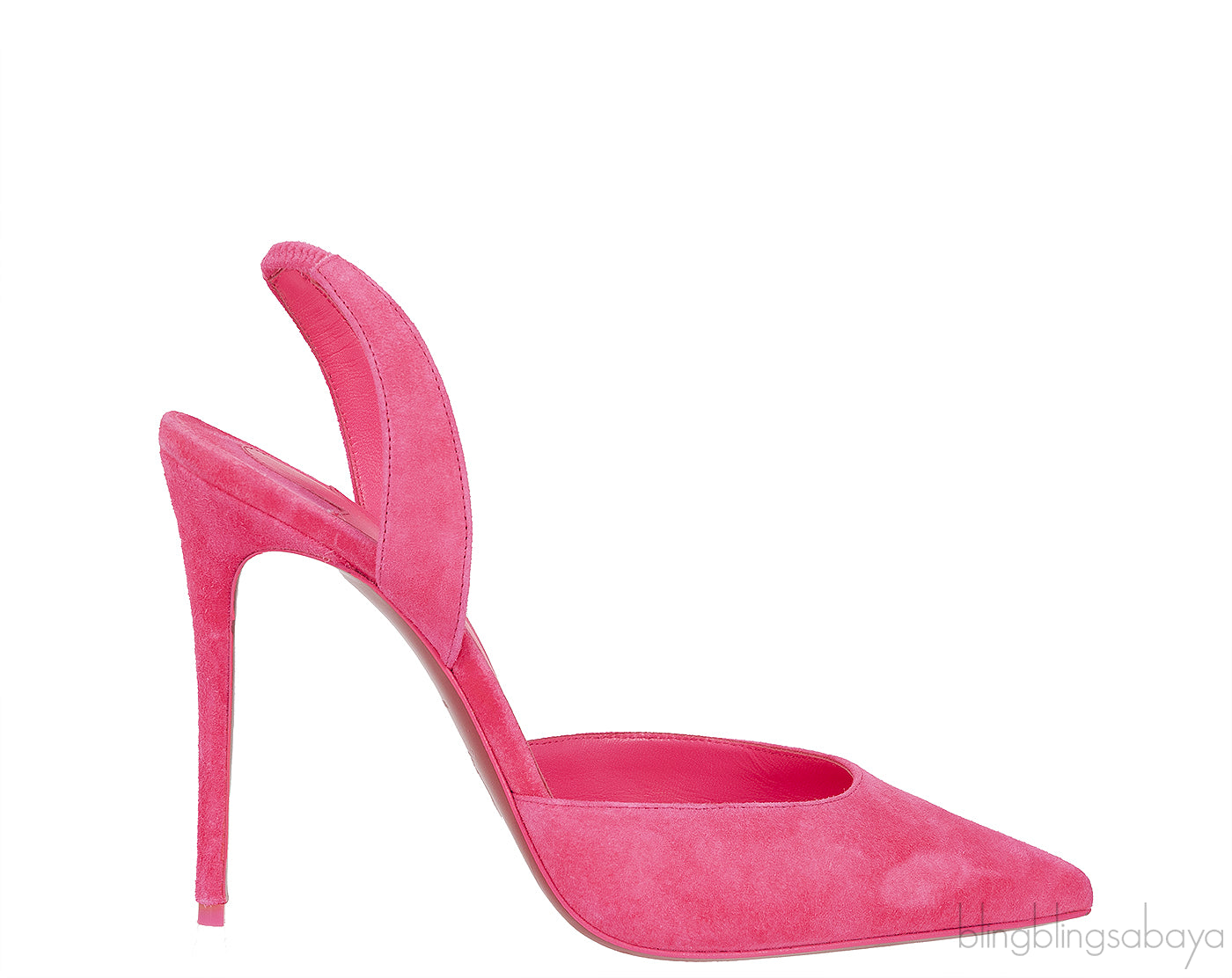 Neon Pink Suede Slingback Heels
