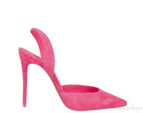 Neon Pink Suede Slingback Heels