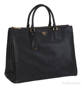 Prada Large Saffiano Black Double Zip Tote