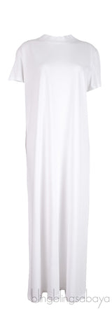 White Cotton Plain Maxi Dress